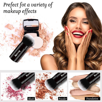 Makeup Brush Kabuki Retractable Travel Face Brushes Portable Blush Brush