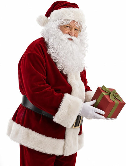 Men'S Deluxe Santa Suit 11Pc. Christmas Adult Santa Claus Costume