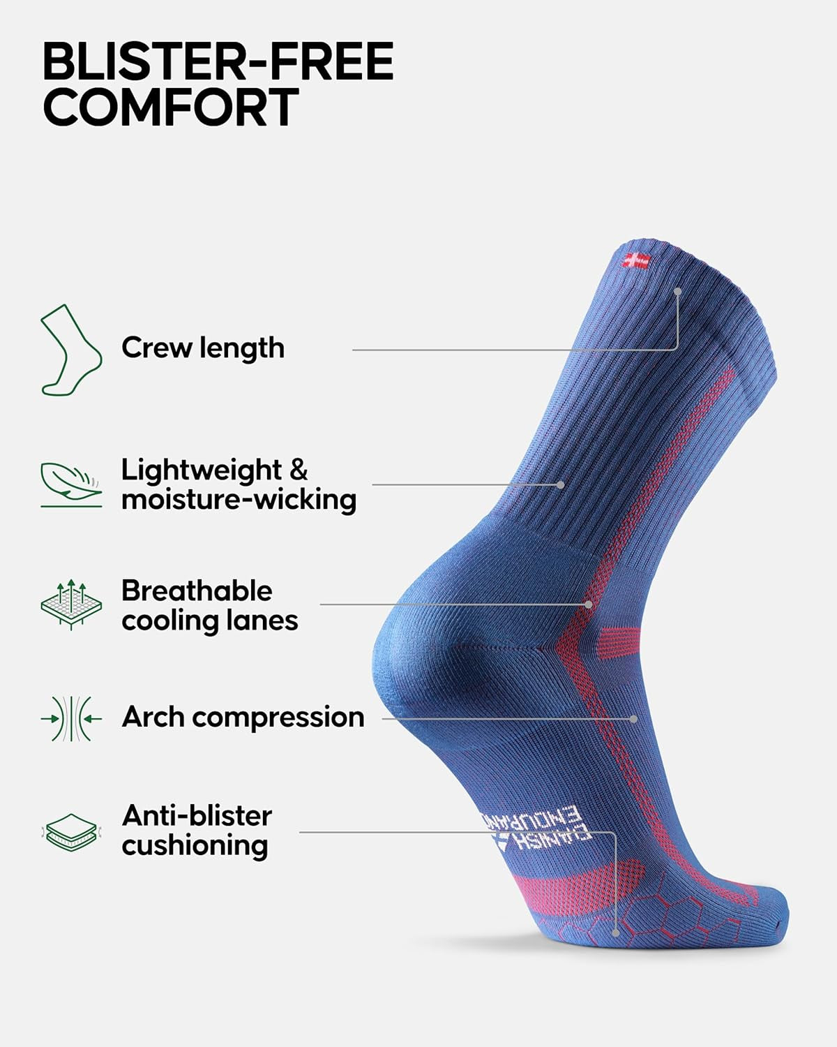 Running Socks for Men & Women, Crew, Cushioned, 3-Pack