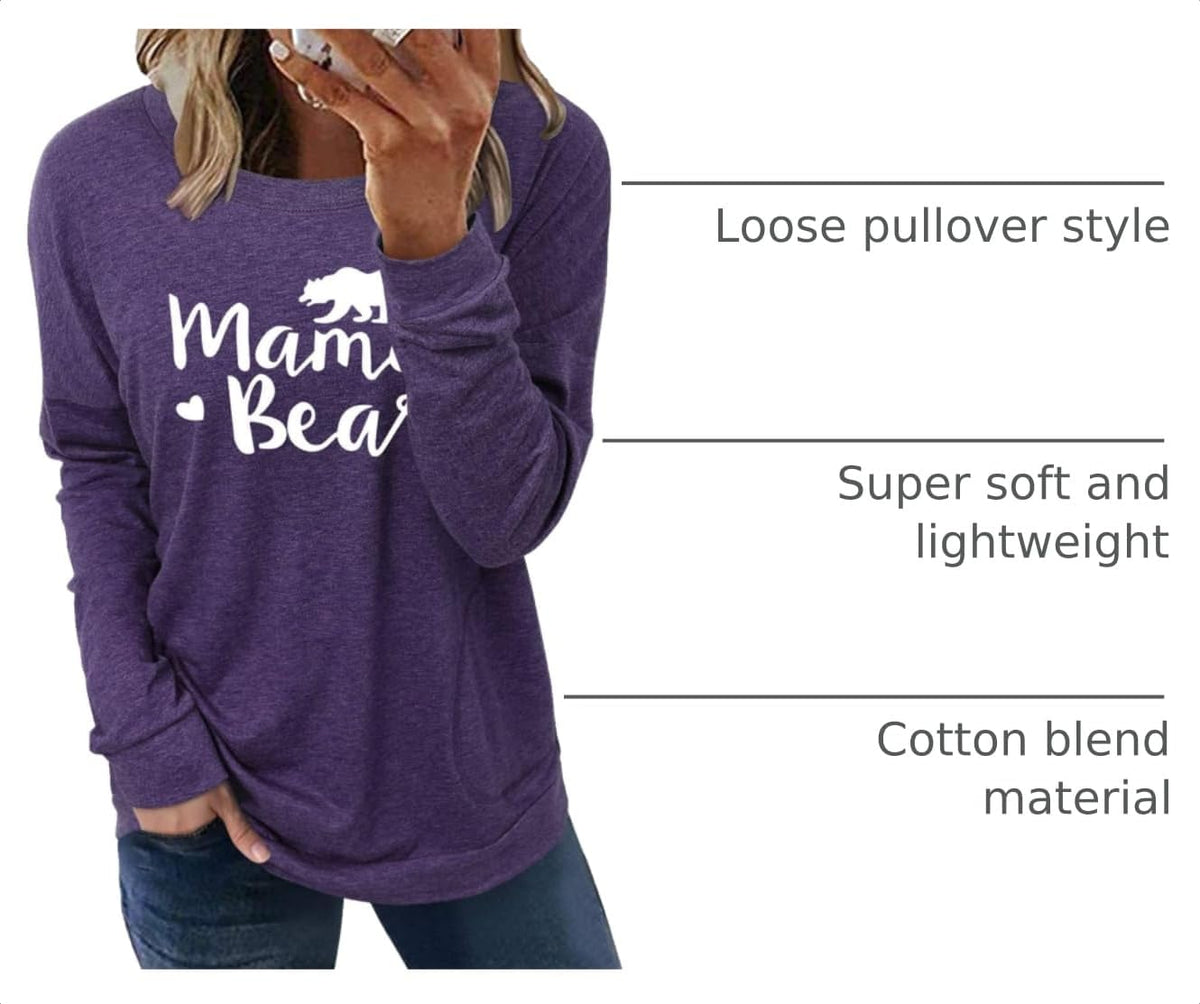 Womens Crewneck Sweatshirt Casual Loose Fit Tops Long Sleeve Shirts