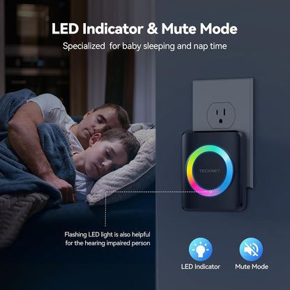 Wireless Doorbells for Home, IP65 Waterproof 1,300Ft 120Db Door Bell Ringer Wireless for Classroom with 60 Chimes & 5 Volume Levels, LED Flash