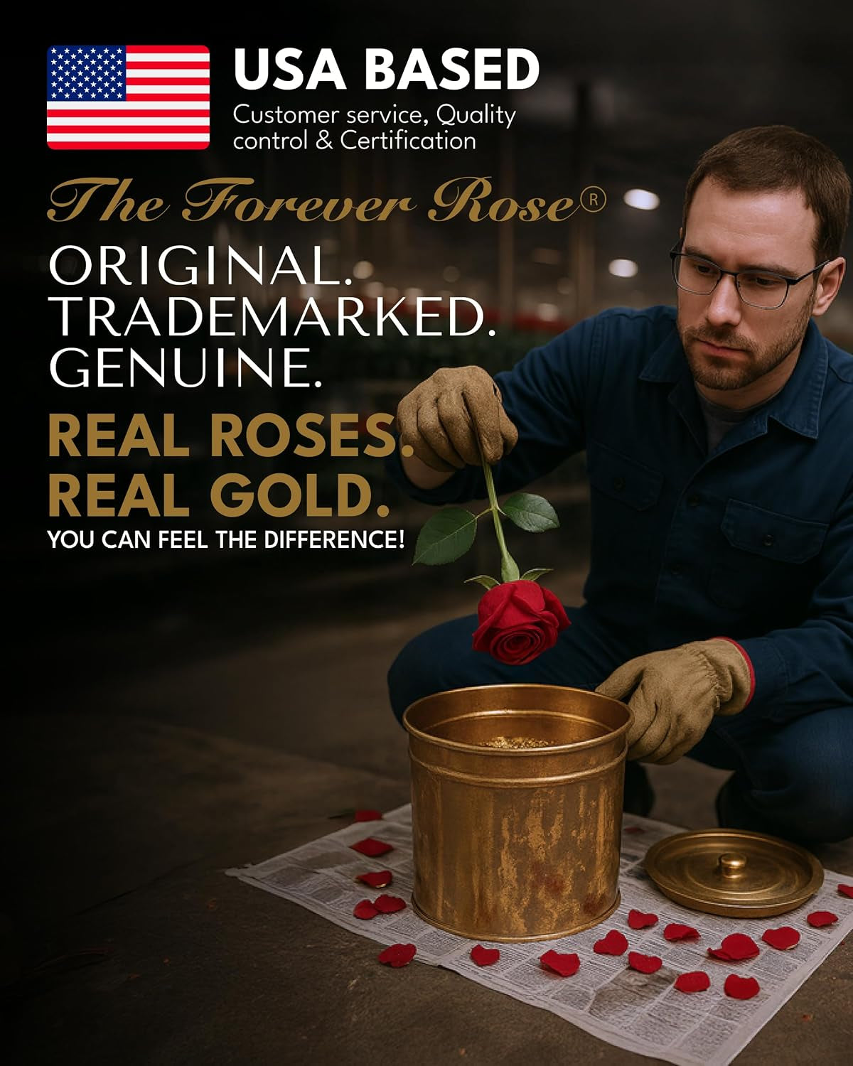 24K Gold Dipped Real Rose, Handmade, in Gold Gift Box